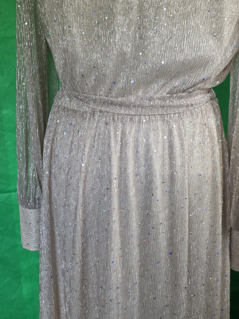 Baltic Born Cream Sheer Sparkle Trim Maxi Dress Event Black Tie Glam - Picture 16 of 16